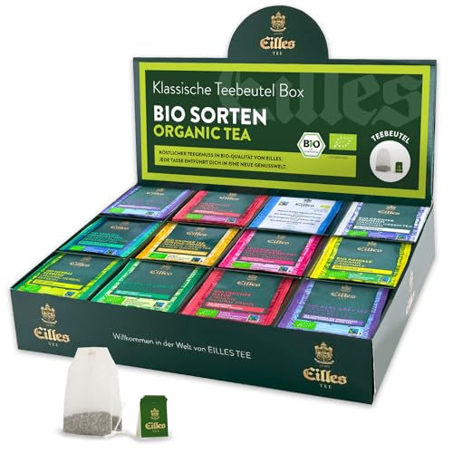 ORGANIC Mischbox mit 12 Sorten EILLES Teebeutel in Bio Qualität | Premium Bio Sorten von EILLES TEE | 5-Sterne Sortiment mit insgesamt 96 Teeportionen von Eilles