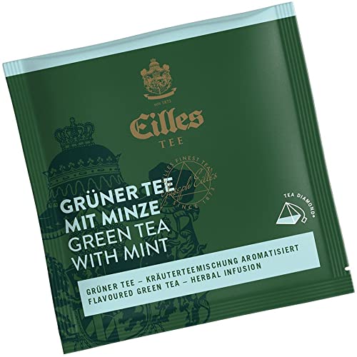 Pyramidenbeutel TEA DIAMONDS Grüner Tee mit Minze von Eilles, 50 Stück einzelverpackt von Eilles