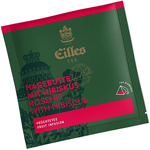 Pyramidenbeutel TEA DIAMONDS Hagebutte mit Hibiskus von Eilles, 50 Stück einzelverpackt von Eilles