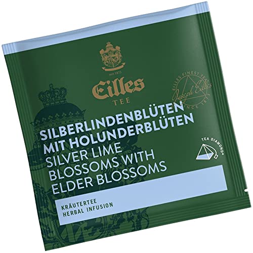 Pyramidenbeutel TEA DIAMONDS Silberlindenblüten mit Holunderblüten von Eilles, 50 Stück einzelverpackt von Eilles