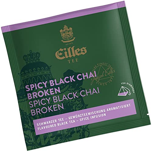 Pyramidenbeutel TEA DIAMONDS Spicy Black Chai Broken von Eilles, 50 Stück einzelverpackt von Eilles