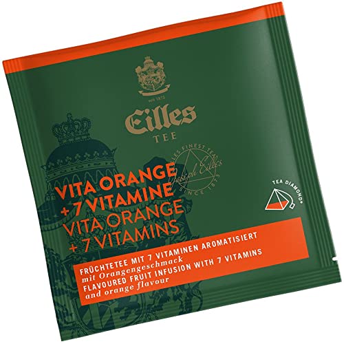 Pyramidenbeutel TEA DIAMONDS Vita Orange + 7 Vitamine von Eilles, 50 Stück einzelverpackt von Eilles