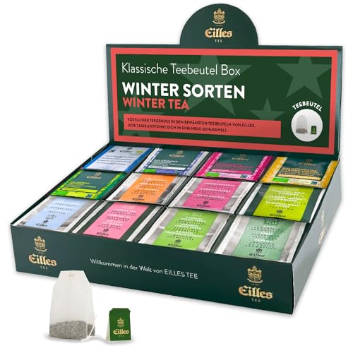 WINTER Mischbox mit 12 Sorten EILLES Teebeutel für die kalte Jahreszeit | Premium Sorten von EILLES TEE | 5-Sterne Sortiment mit insgesamt 96 Teeportionen von Eilles