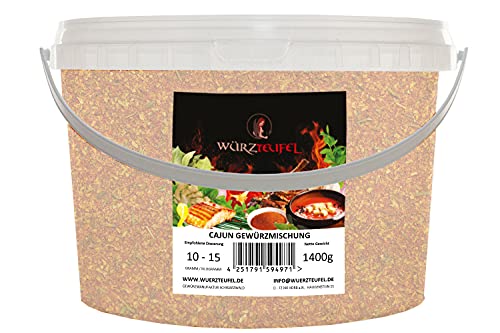 Cajun Gewürzmischung zum Zubereiten von Gumbos und Jambalaya Gerichten. PE - Eimer 1400g (1,4 KG) von Eingetragene Warenmarke "Würzteufel"