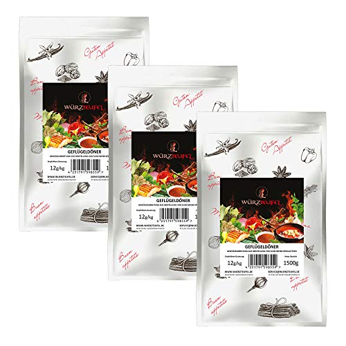 Döner Kebab Gyros Geflügelfleisch - Döner Geflügeldöner - Gewürzzubereitung. 3 XL-Beutel je 1500g. (4,5 KG) von Yubaoly