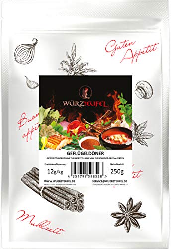 Döner Kebab Gyros Geflügelfleisch - Döner Geflügeldöner - Gewürzzubereitung. Beutel 250g. von Yubaoly