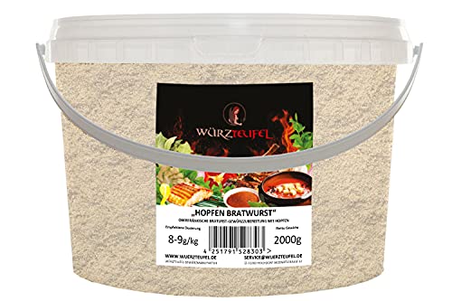 Oberfränkische Hopfen - Bratwurst Gewürzzubereitung, Original Hopfen Bratwurst - Gewürz. PE - Eimer 2000g (2,0 KG) von Yubaoly