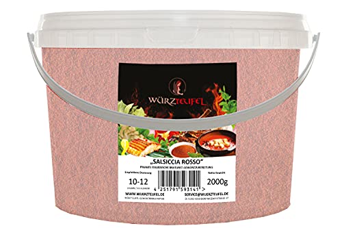 Salsiccia Rosso Bratwurst Gewürzzubereitung, Original rote, italienisches Bratwurst - Gewürz. PE - Eimer 2000g (2,0 KG) von Eingetragene Warenmarke "Würzteufel"