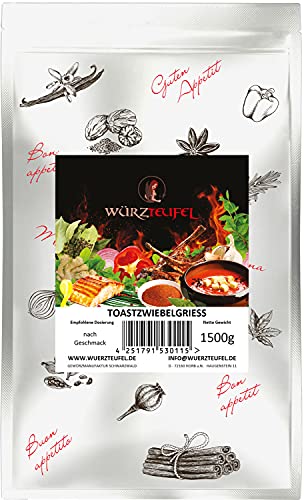 Toastzwiebelgrieß, feines Zwiebelgranulat 1 - 2mm getoastet ohne Fett für vollen Geschmack. Beutel 1500g. (1,5KG) von Yubaoly