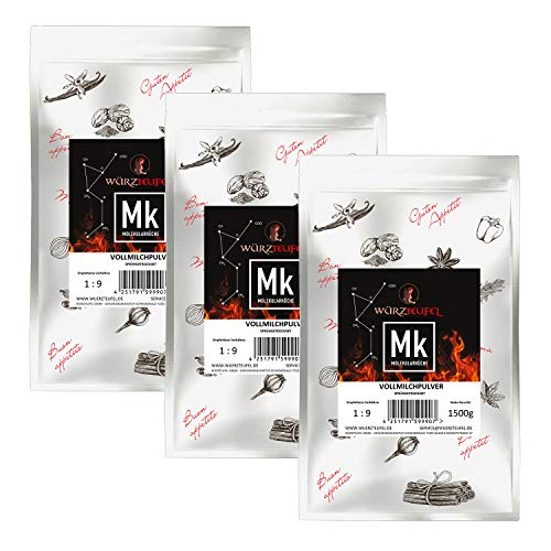 Vollmilchpulver, Vollmilch – Pulver von Schwarzwaldhof Trockenmilch - Pulver in Spitzenqualität, Sprühgetrocknet. 3 Beutel je 1500g. (4,5 KG) von Yubaoly
