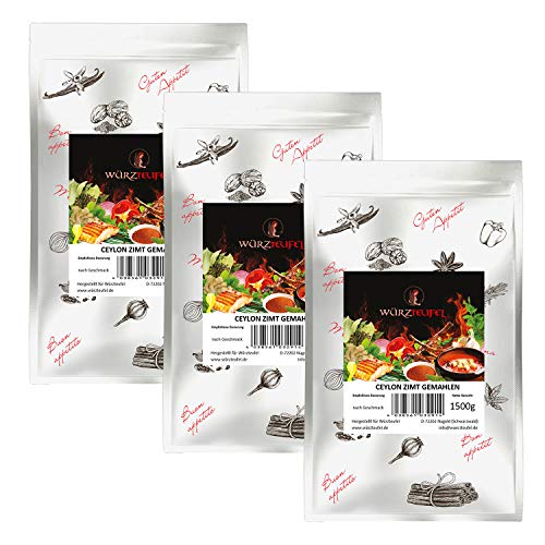 Zimt gemahlen, Ceylon Zimt, frische Ernte, keimreduziert. Spitzenqualität aus Sri Lanka. 3 Beutel je 1500g. (4,5 KG) von Yubaoly