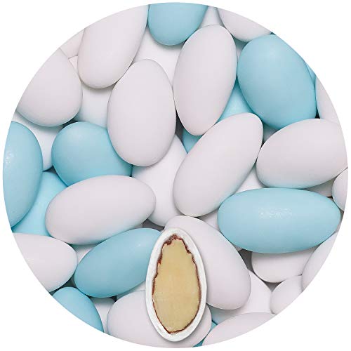 EinsSein 1kg Hochzeitsmandeln Gracile Mix midi weiss-himmelblau matt Mandeln Hochzeit Zuckermandeln Bonboniere Confetti Badem sekeri Gastgeschenk Zucker Mandeln Taufmandeln von EinsSein