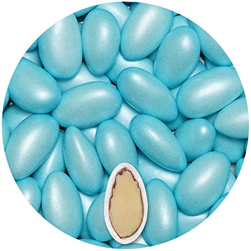 EinsSein® 500g Taufmandeln Die Perle _ hellblau-schimmernd Gastgeschenke Taufe Weihe Dragees Zuckermandeln Schokomandeln Bonboniere Bonbons Schokotafeln Junge Mädchen herz groß spruch Kommunion von EinsSein