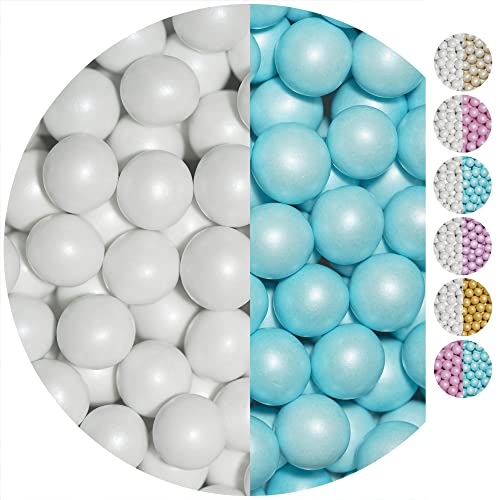 EinsSein 0,7kg Crispy Schokoperlen Mix large weiss-hellblau pearl Herz Schokodragees Gastgeschenke Hochzeit Schokolinsen Hochzeitsmandeln Candy Bar Süssigkeiten Nikah Sekeri mini Herzdragees Schoko von EinsSein
