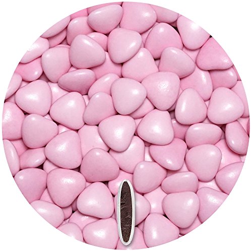 EinsSein® Schokoherzen 500g ca. 245 St. rosa glanz - Gastgeschenke Hochzeit Taufe - Schokolade Schokolinsen Dragees Herz candy bar bonboniere Hochzeitsmandeln Taufmandeln Herzdragees von EinsSein