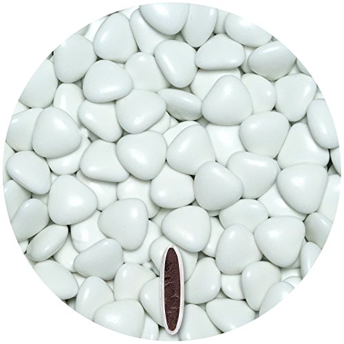 EinsSein 0,5kg Schokoherzen Dragees medium weiss glanz Gastgeschenke Hochzeit, Taufe, Kommunion, Kindergeburtstag | Schokodragees, Dragees in Herzform bzw. Schokolinsen als Ersatz für Hochzeitsmandeln von EinsSein