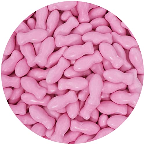 EinsSein 0,5kg Schokodragees Fische pink glanz Gastgeschenke Taufe Herz Schokodragees Schokolinsen Taufmandeln Candy Bar Süssigkeiten Kommunion mini Herzdragees Schoko Linsen Mandeln von EinsSein