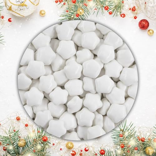 EinsSein 0,5kg Schokolinsen Sterne Schokosterne weiss glanz Schoko Schokodragees - Gastgeschenke Weihnachten Taufe Babyparty Hochzeit - Altervative für Hochzeitsmandeln - perfekt für Candy Bar von EinsSein