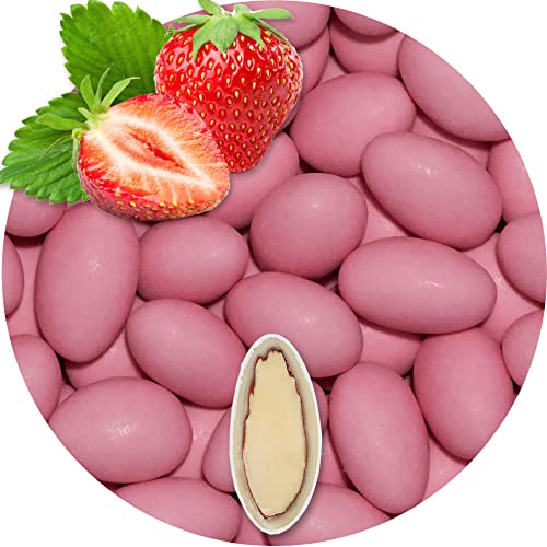 EinsSein 0,5kg Schokomandeln Erdbeere rosa matt Hochzeitsmandeln | Mandeln Schoko Hochzeit für Gastgeschenke Hochzeit, Taufe, Kommunion, Konfirmation | Taufmandeln Zuckermandeln Bonboniere Confetti von EinsSein