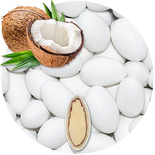 EinsSein 0,5kg Schokomandeln Kokos weiss matt Hochzeitsmandeln | Mandeln Schoko Hochzeit für Gastgeschenke Hochzeit, Taufe, Kommunion, Konfirmation | Taufmandeln Zuckermandeln Bonboniere Confetti von EinsSein
