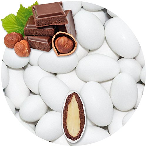 EinsSein 0,5kg Schokomandeln Nougat weiss matt Hochzeitsmandeln | Mandeln Schoko Hochzeit für Gastgeschenke Hochzeit, Taufe, Kommunion, Konfirmation | Taufmandeln Zuckermandeln Bonboniere Confetti von EinsSein
