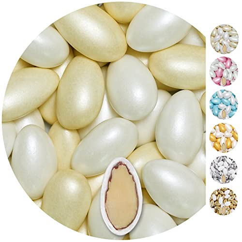 EinsSein 1kg Hochzeitsmandeln Conchiglia Mix weiss-creme pearl Mandeln Hochzeit Zuckermandeln Bonboniere Confetti Badem sekeri Gastgeschenk Zucker Mandeln Taufmandeln Candy Bar Süssigkeiten von EinsSein