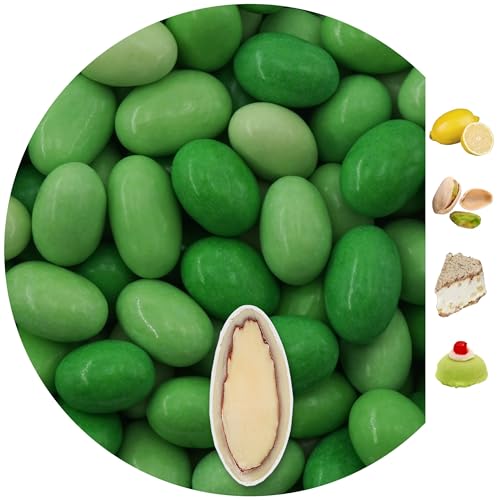 EinsSein 1kg Schokomandeln Geschmacksmix hellgrün-grün glanz | grüne Mandeln Schoko Taufmandeln | perfekte Gastgeschenke für die Hochzeit, Taufe, Kommunion, Candybar, Sweet Table | von EinsSein