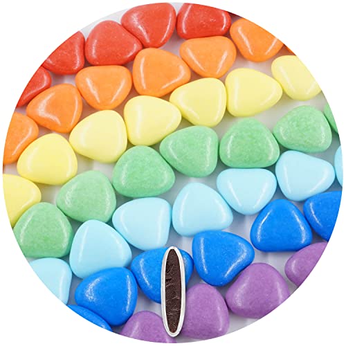 EinsSein 1kg Schokoherzen Dragees Mix medium Regenbogen glanz Gastgeschenke Hochzeit, Taufe, Kommunion, Kindergeburtstag | Schokodragees, Dragees in Herzform bzw. Schokolinsen als Ersatz für von EinsSein