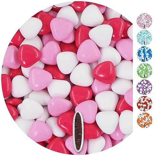 EinsSein 1kg Schokoherzen Dragees Mix weiss-rosa-pink glanz Herz Schokodragees - Gastgeschenke Hochzeit Taufe Kommunion - Schokolinsen Hochzeitsmandeln Candy Bar Süssigkeiten - Geschenk Valentinstag von EinsSein