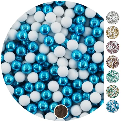 EinsSein 1kg Schokokugeln Mix mini weiss-blau metallic 1 cm | Gastgeschenke Hochzeit, Taufe, Kommunion, Konfirmation perfekt für Reagenzgläser | Alternative für Schokolinsen, Hochzeitsmandeln, von EinsSein