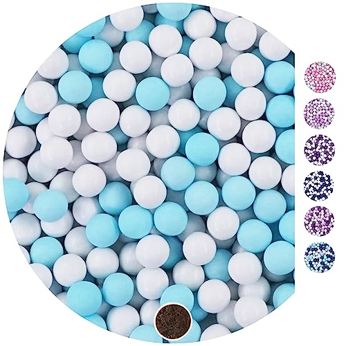 EinsSein 1kg Schokokugeln Mix small weiss-hellblau glanz Gastgeschenke Hochzeit, Taufe, Kommunion, Konfirmation perfekt für Reagenzgläser - Alternative für Schokolinsen, Hochzeitsmandeln, von EinsSein