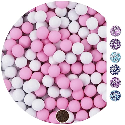 EinsSein 1kg Schokokugeln Mix small weiss-rosa glanz Gastgeschenke Hochzeit, Taufe, Kommunion, Konfirmation perfekt für Reagenzgläser - Alternative für Schokolinsen, Hochzeitsmandeln, Zuckermandeln, von EinsSein