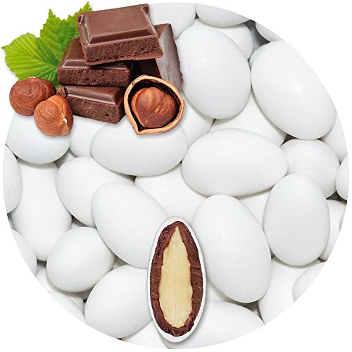 EinsSein 1kg Schokomandeln Nougat weiss matt - 2. Wahl - Bruchware - Hochzeitsmandeln Mandeln Hochzeit Taufmandeln Gastgeschenke Zuckermandeln Bonboniere Confetti Badem sekeri Gastgeschenk von EinsSein