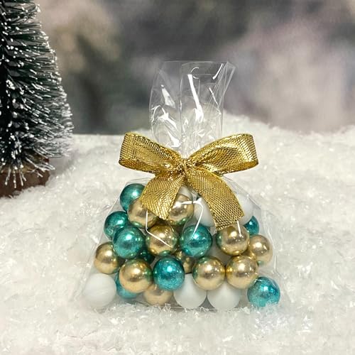 EinsSein 5 Stück kleine Gastgeschenke Weihnachten mit Schokokugeln weiss-gold-grün | Geschenke Christmas Advent für Freundin, Mitarbeiter, Kunden, Lehrerin | Dankeschön Idee für Weihnachten von EinsSein
