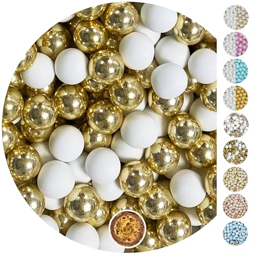 EinsSein 0,7kg Crispy Schokoperlen Mix large weiss-gold glanz Herz Schokodragees Gastgeschenke Weihnachten Hochzeit Schokolinsen Weihnachtskugeln Hochzeitsmandeln Candy Bar Süssigkeiten Nikah Sekeri von EinsSein
