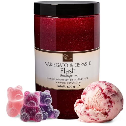 Flash die Fruchtgummi 2-in-1 Eispaste & Variegato │MEGA GESCHMACK │ Pimpe deine Eis, Desserts, Getränke uvm mit eine extra Portion Geschmack auf│Inhalt 500 g von Eis Perfecto