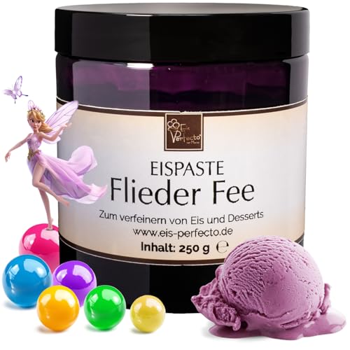 Flieder Fee Eispaste Aroma für Klein und Groß Eis Desserts Pralinen Zum Verfeinern von leckerem Eis Getränke Kuchen Kekse Tortencremes Eiscremes Inhalt 250 g von Eis Perfecto