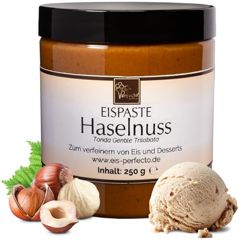 Haselnusspaste aus dem Piemont für Eis - Eispaste - 99% reine Haselnuss » ohne künstliche Aromastoffe » für Eis, Desserts, Getränke, Pralinen und vielem mehr » 250 g von Eis Perfecto