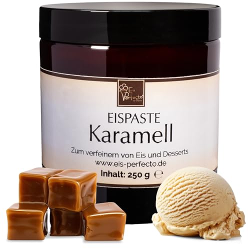 Karamell-Eispaste für leckeres aromatisches Eis » Auch zum Verfeinern von leckerem Eis, Desserts, Getränke, Macarons, Torten und vielem mehr » Inhalt 250 g von Eis Perfecto