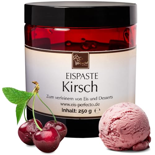 Kirsch-Eispaste für fruchtiges aromatisches Eis » Auch zum Verfeinern von leckerem Eis, Desserts, Getränke, Pralinen Torten und vielem mehr » Inhalt 250 g von Eis Perfecto