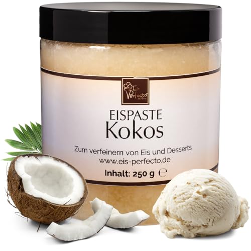 Kokos-Eispaste (pulverisiert) für köstliches aromatisches Eis » Auch zum Verfeinern von leckeren Desserts, Getränke, Pralinen Torten und vielem mehr » Inhalt 250 g von Eis Perfecto