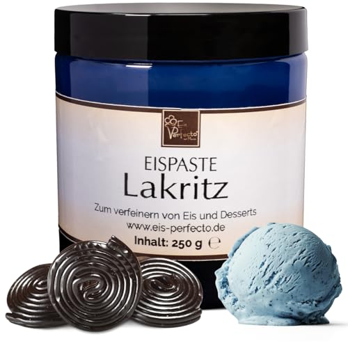 Lakritz Eispaste für selbstgemachtes aromatisches Eis │ MEGA GESCHMACK │ Auch super lecker in Desserts, Toppings, Kuchen und vielem mehr │ Inhalt 250 g von Eis Perfecto