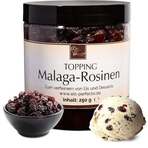 Malaga-Rosinen-Topping perfekt für fruchtiges aromatisches Eis » Auch zum Verfeinern von leckeren Desserts, Pralinen Torten und vielem mehr » Inhalt 250 g Malaga-Rosinen-Topping perfekt für fruchtiges aromatisches Eis » Auch zum Verfeinern von leckeren Desserts, Pralinen Torten und vielem mehr » Inhalt 250 g von Eis Perfecto