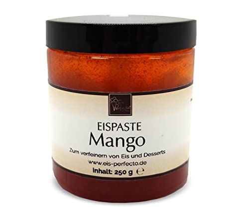 Mango-Eispaste für fruchtiges aromatisches Eis » Auch zum Verfeinern von leckerem Eis, Desserts, Getränke, Pralinen Torten und vielem mehr » Inhalt 250 g von Eis Perfecto
