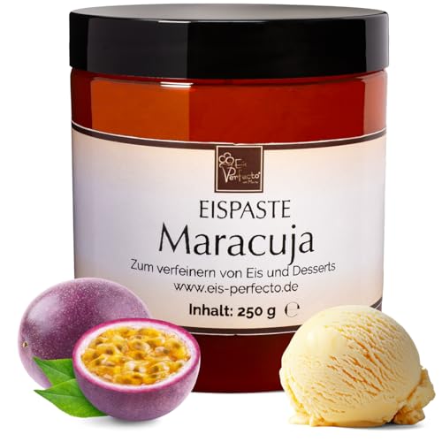 Maracuja-Eispaste für fruchtiges aromatisches Eis » Auch zum Verfeinern von leckerem Eis, Desserts, Getränke, Pralinen Torten und vielem mehr » Inhalt 250 g von Eis Perfecto