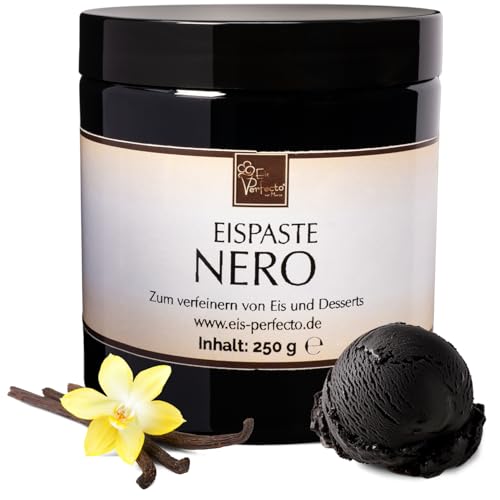 Nero-Eispaste » Schwarzes Vanilleeis » für aromatisches Eis » Auch zum Verfeinern von leckeren, Desserts, Getränke, Pralinen Torten und vielem mehr » Inhalt 250 g von Eis Perfecto