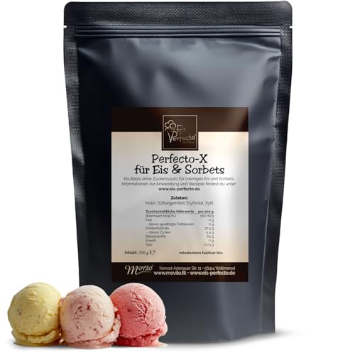 Perfecto-X Eispulver OHNE ZUCKERZUSATZ für besonders cremige und leckere selbstgemachte Speiseeis & Sorbets Kreationen│nur natürliche Zutaten │Inhalt: 500 g von Eis Perfecto