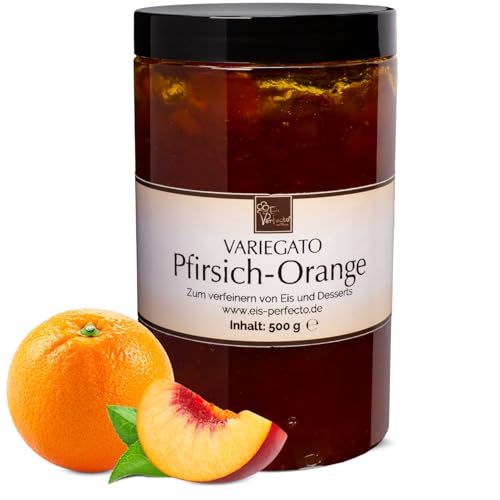 Pfirsich-Orangen Variegato zum marmorieren für selbstgemachtes leckeres Milcheis │ MEGA GESCHMACK│ Auch super lecker in Desserts und Sorbets uvm. │ Inhalt 500 g von Eis Perfecto