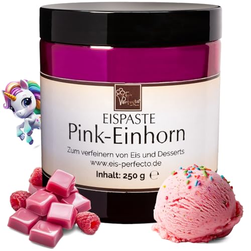 Pink-Einhorn-Eispaste » ohne künstliche Aromastoffe » zum Verfeinern von leckerem Eis, Desserts, Getränke, Pralinen, Torten und vielem mehr. Inhalt 250 g von Eis Perfecto