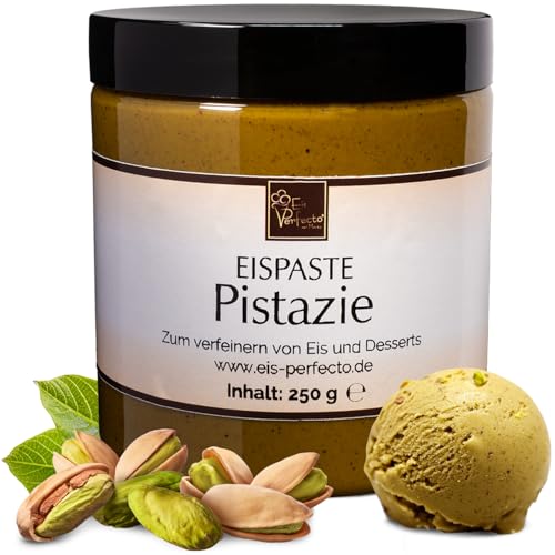 Pistazien-Eispaste zum Verfeinern von leckerem Eis, Desserts, Getränke, Pralinen Torten und vielem mehr. » reine Pistazie ohne künstliche Aromastoffe »Inhalt 250 g von Eis Perfecto